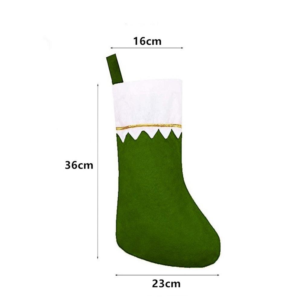 Christmas Stocking Non woven White Gold Label Stocking Hanging Green Mouth Thread Christmas Decoration Ornaments Gift Bag