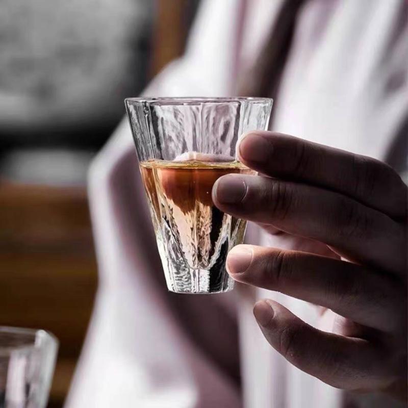 Japanese Style Clear Glass Sake Cup 50ML Handcrafted Small Tea Cup for Home Bar Tea Sampling one size