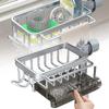 Sink Drain Rack Sponge Storage, 2024 New Kitchen Sink Faucet Organizer, Adjustable Detachable Sponge Holder for Kitchen Faucet, Sink Drain Holder