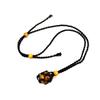 Adjustable Natural Black Stone Mesh Necklace with Woven Bag - Sweater Chain N168