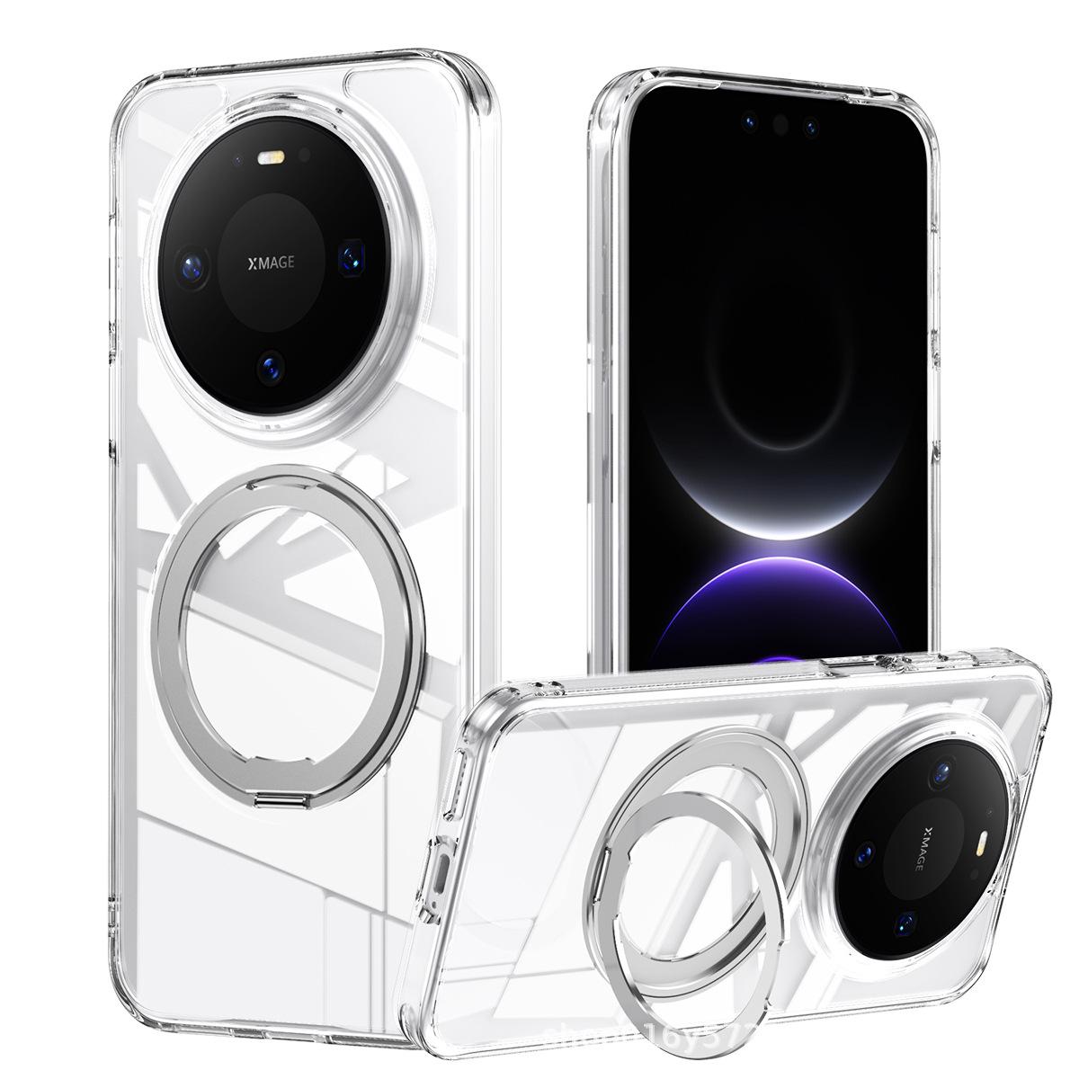 

360° Rotating Magnetic Stand for Huawei Mate80 - Electroplated Transparent Full Coverage Soft Case Huawei Mate80 белый