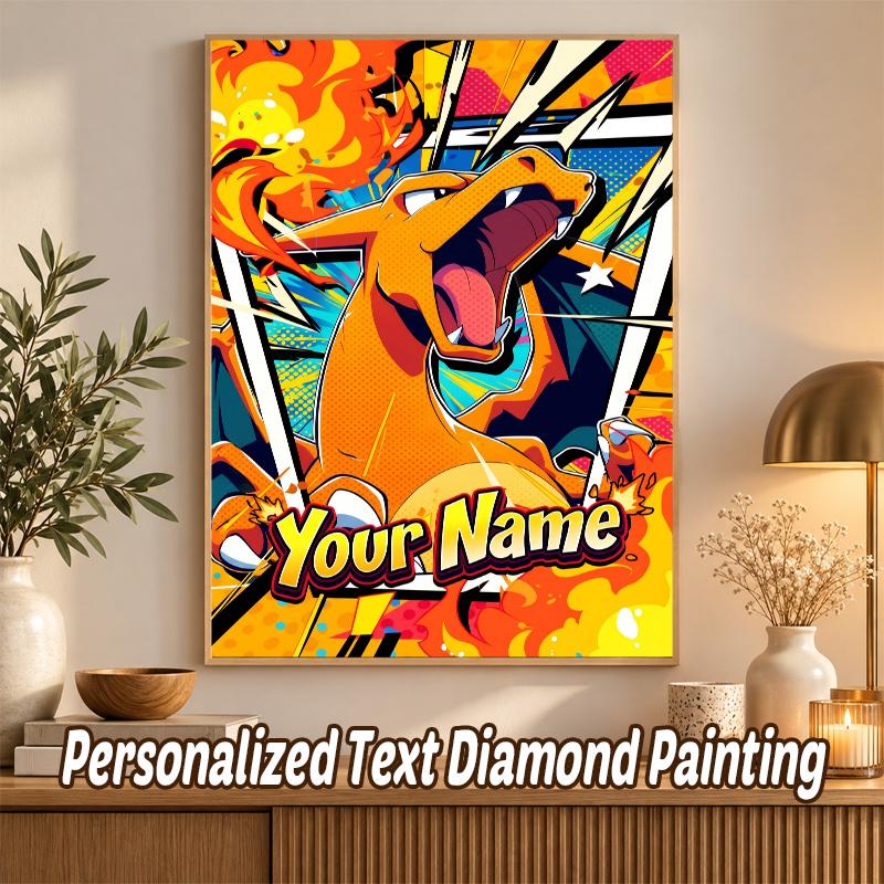 Charizard Custom Name Diamond Painting Personalized 5D Full Drill DIY Diamond Art Home Decor