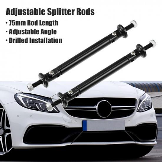 

2pcs 75mm Adjustable Bumper Lip Splitter Strut Rod Ties Support Bars Black