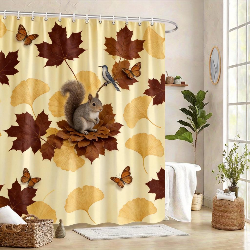 Vintage Botanical Shower Curtain 180x180cm – Blue Branches with Birds, Timeless Floral Bathroom Decor Gift, 12 Hooks