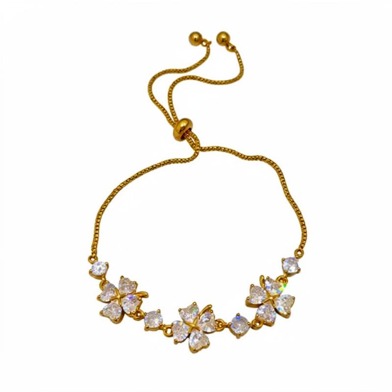 Elegant Gold-Plated Zircon Flower Bracelet: High-End, Versatile, Fashionable Jewelry