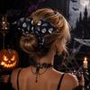 Halloween Hair Ties for Women Bat Shape Scrunchies Girls, Soft Elastic Ponytail Holders with Spooky Pumpkin/Spider Web/Black Cat Prints Holiday Party