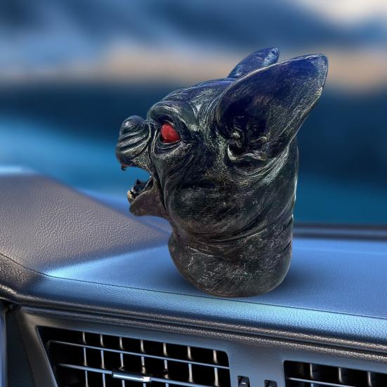 Demon Dog Car Hood Ornament Resin Sculpture with Red Eyes And Fangs Weather-Resistant Automotive Decor for Sedans Trucks Jeeps
