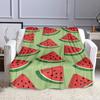 Watermelon Pattern On Green Background Patterned Flannel Blanket Perfect for the Bedroom Living Room, Sofa, or a Little Nap