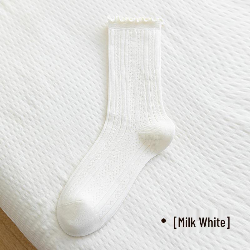 

Women s Spring/Summer Breathable Maternity Mid-Calf Socks with Ruffle Trim One Size вершковий/білий