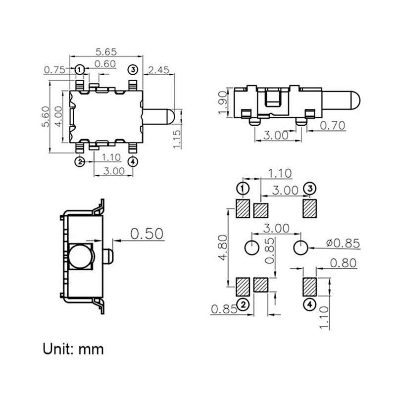 10Pcs Kfc-V-K1B Mini Slide Switch Reset Micro Toggle Switch Miniature Switch Normally Open Closed Side Press Switch