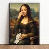 Funny Mona Lisa Poster Bathroom Wall Art with Toilet Paper Prints Toilet Decor Art Parody Canvas Painting Guest Toilet Gift
