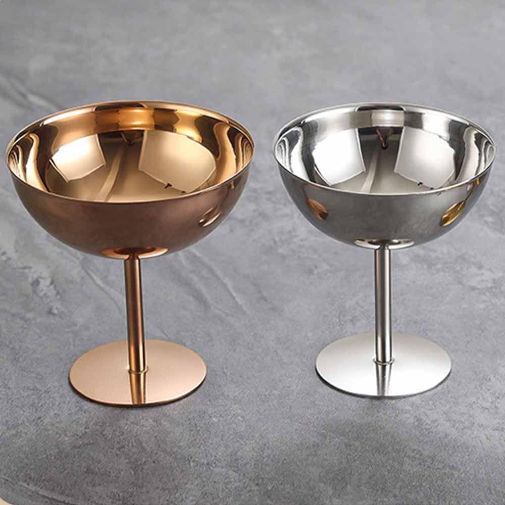 Food Grade Ice Cream Cup Stainless Steel Pudding Dessert Bowl Stemmed Fruit Plate Bar Tableware