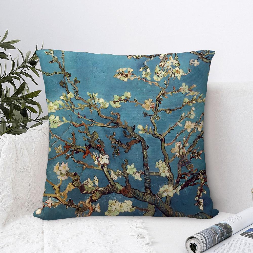 

V-Van Gogh Oil Painting Pillow Case Plush Fabric Soft Pillowcase Double Sided Print Sofa Cushion Cover Throw Pillow Cover 16x16Inch