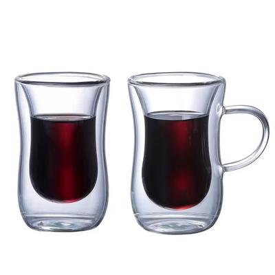 Tasses à café transparentes en verre à double paroi Tasses en verre borosilicate élevé Anti-ébouillantement Isolation thermique Tasse à lait et à eau Tasses à jus et à thé