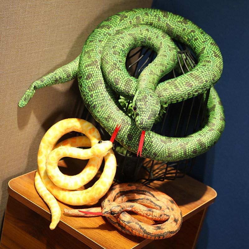 Simulation Giant Python Plush Toy Long Snake Yellow Orange Green Python Plush Toy Decorated House Holiday Decoration Trick Props