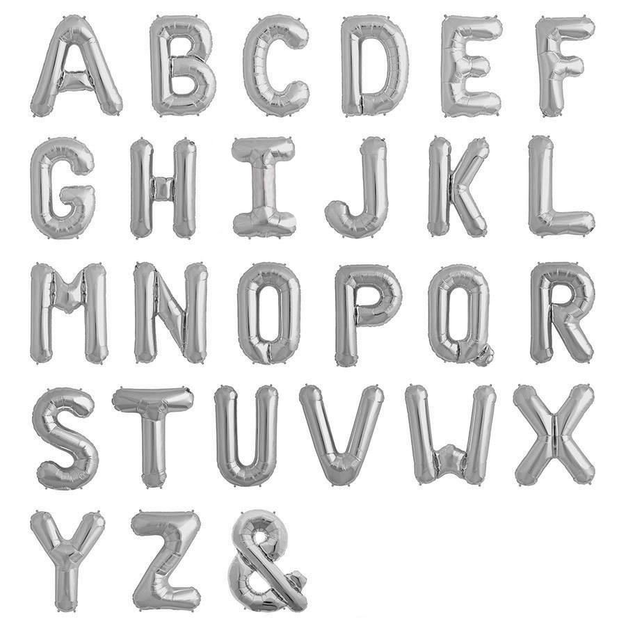 N Letter N Silver Balloon 40 Cm Foil for Birthday Wedding Party