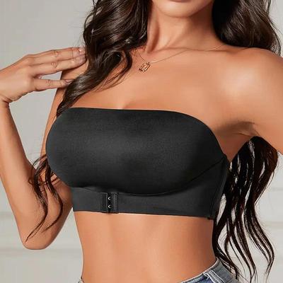 Bandeau sans bretelles sans coutures grande taille: Style Mince avec Boucle Avant & Beau Design Dos