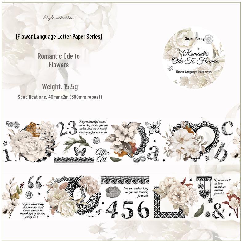 Englische Blumencollage-Aufkleber: Blumensprache Journal Serie (6 Stile)