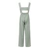 Women's Sleeveless Wide Leg Jumpsuit with Side Pockets And Button Closure Solid