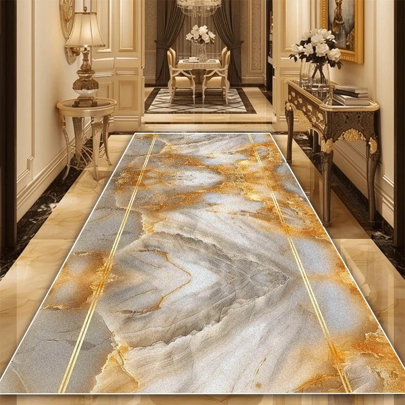 Luxury Marble Decoration Long Corridor Carpet Living Room Runner Rug Hotel Party Aisle Floor Mat Home Room Doorway Hallway Rugs