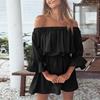 Women Dress Off Shoulder Ruffles Summer Solid Color Strapless Mini Dress for Daily Wear