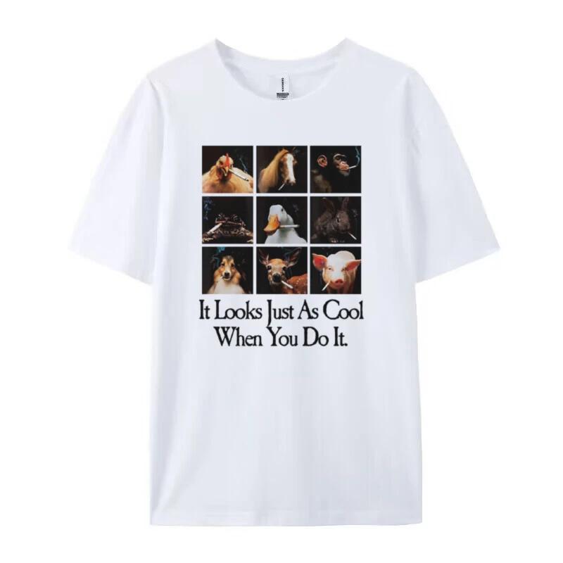 Animal Smoking Printed Women Funny Meme TShirts Anti Smoking Sarcastic Tee Shirt Summer Trending Graphic Tees Unisex Clothing
