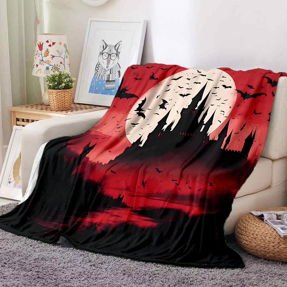 1pc Moonlit Castle Lightweight Flannel Blanket, Comfortable and Warm Blanket, for Office and Camping Sofa Bed, Livingroom038