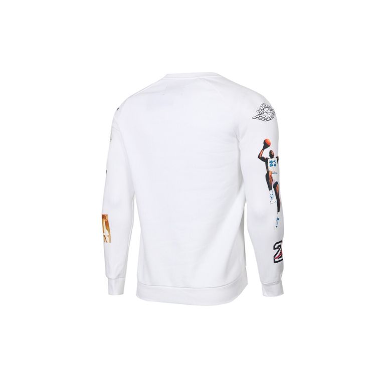 Air Jordan Sport Casual Print Crew Neck Long Sleeve Sweatshirt Men Tops White CD5872-100