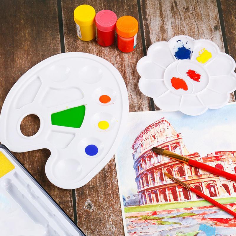 Painting Palette Plastic Paint Tray Multiple Shapes Sizes Office School Student Drawing Art Supplies Watercolor Oil Painting ZYF