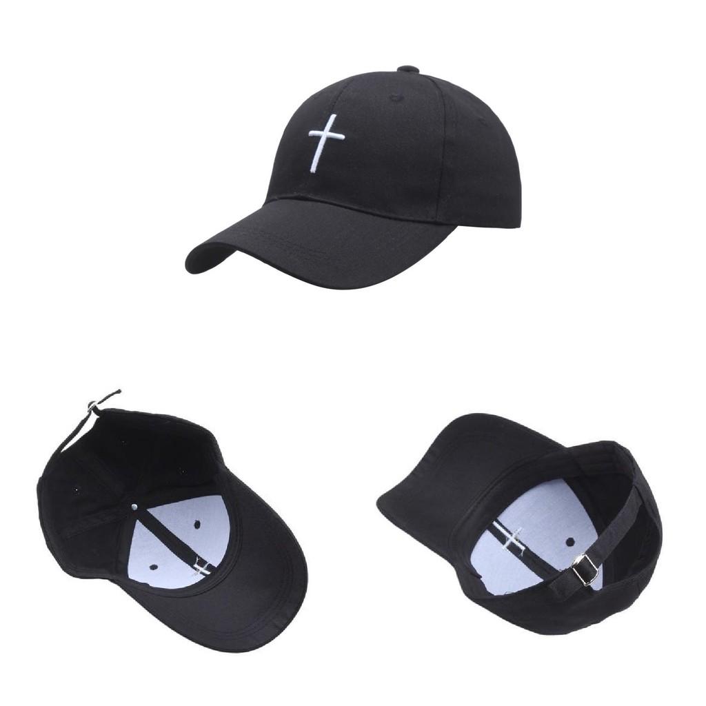 Cross Embroidery Hat With Adjustable Cotton Cap For Summer Outdoor Casual Wear