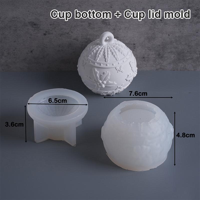 Ozdoby Świąteczne Okrągły Słoik na Świecę Forma Silikonowa DIY Ręcznie Robiona Relief Śnieżynki Jagody Kula Gips Żywica Pudełko do Przechowywania Formy Rzemieślnicze