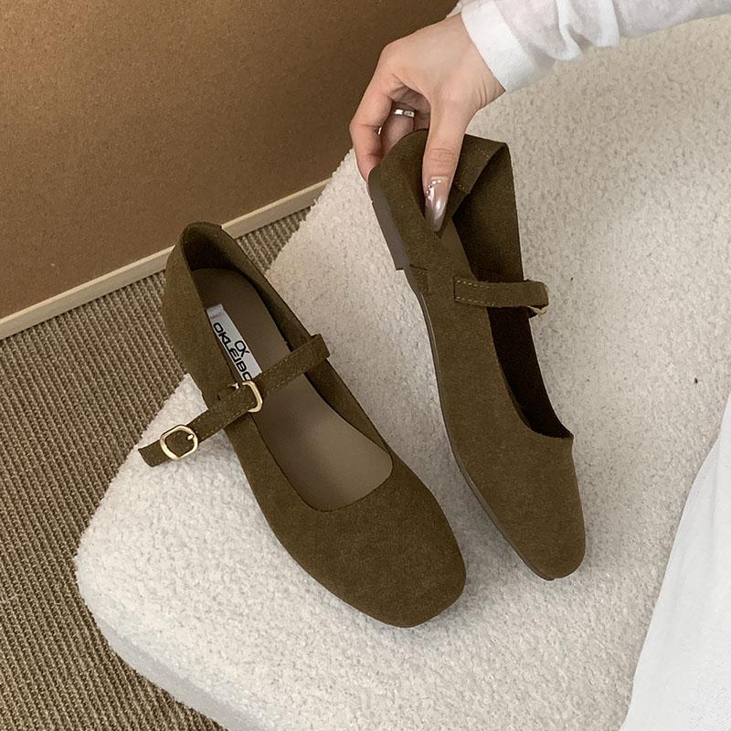 

Fashion Fashion Buckle Strap Ladies Mary Janes Flats Shoes Casual Female Square Toe Footwear Shallow Soft Women Flats Lolita Shoes 35 зелёный