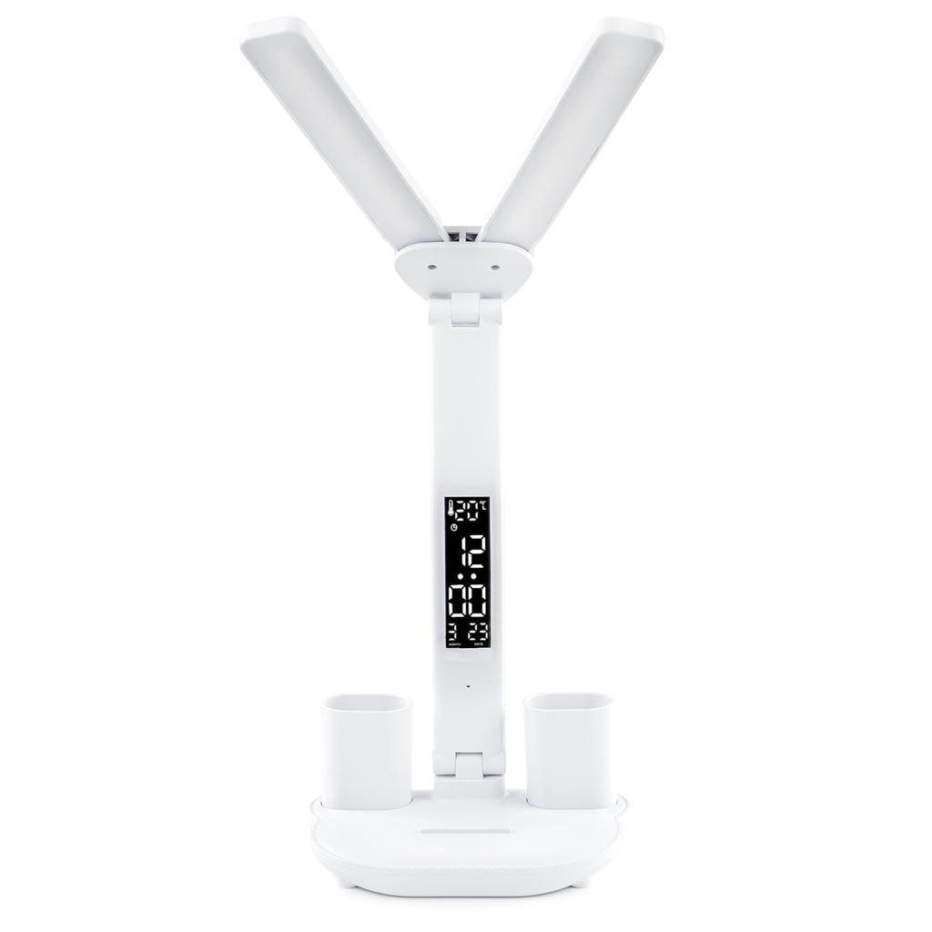 LED desk lamp with display, drafting clock, dual temperature