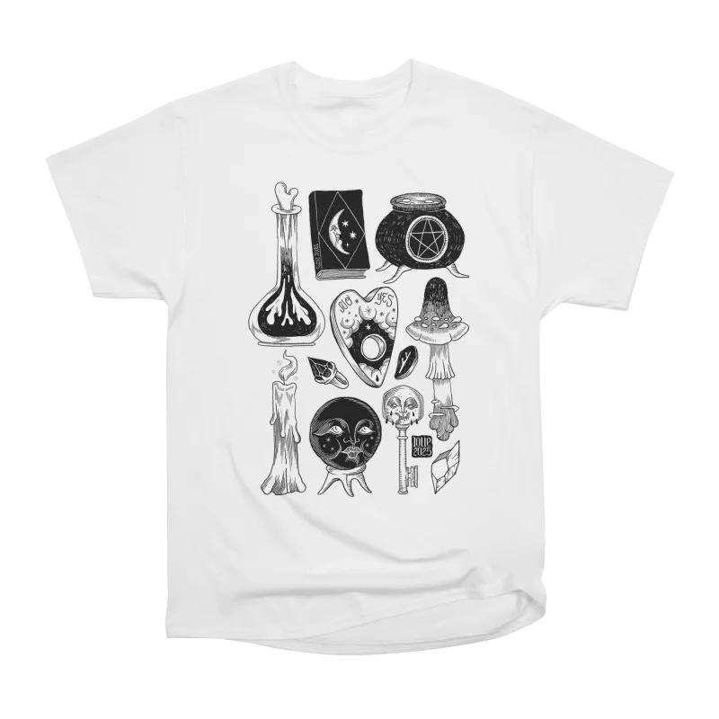 Men Casual Shirts Short Sleeves WITCHCRAFT White Tees Oversized T-shirts S