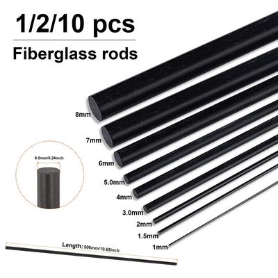 1-10PC Black Glass Fiber Bar Diameter 0.8mm/1mm/1.5mm/2mm/2.5mm/3.0mm-8mm Insulation Material Solids Fiberglass Rod Length 500mm