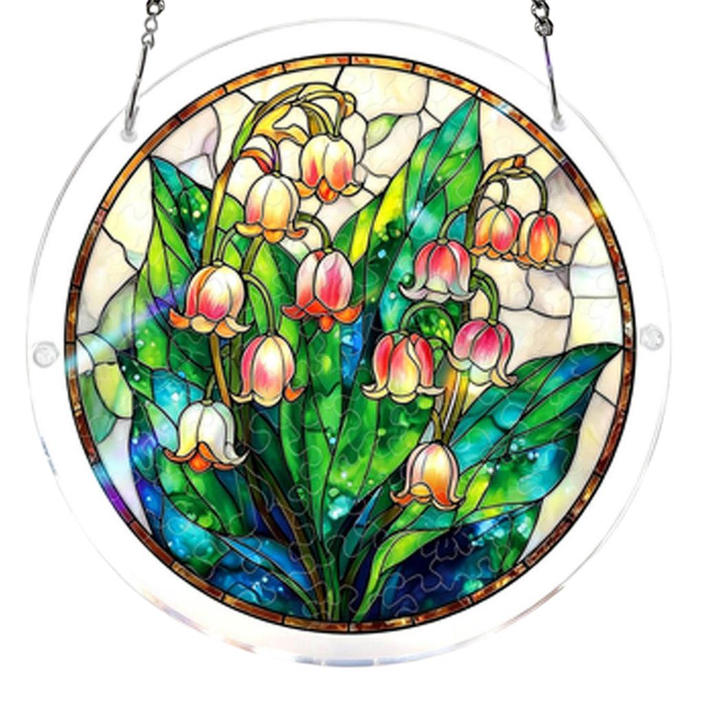 Acrylic Puzzles Curtain Decoration DIY Suncatcher Puzzle Kits with Chain 7.36 Inch for Women Men Mom Birthday Gift Home Decor