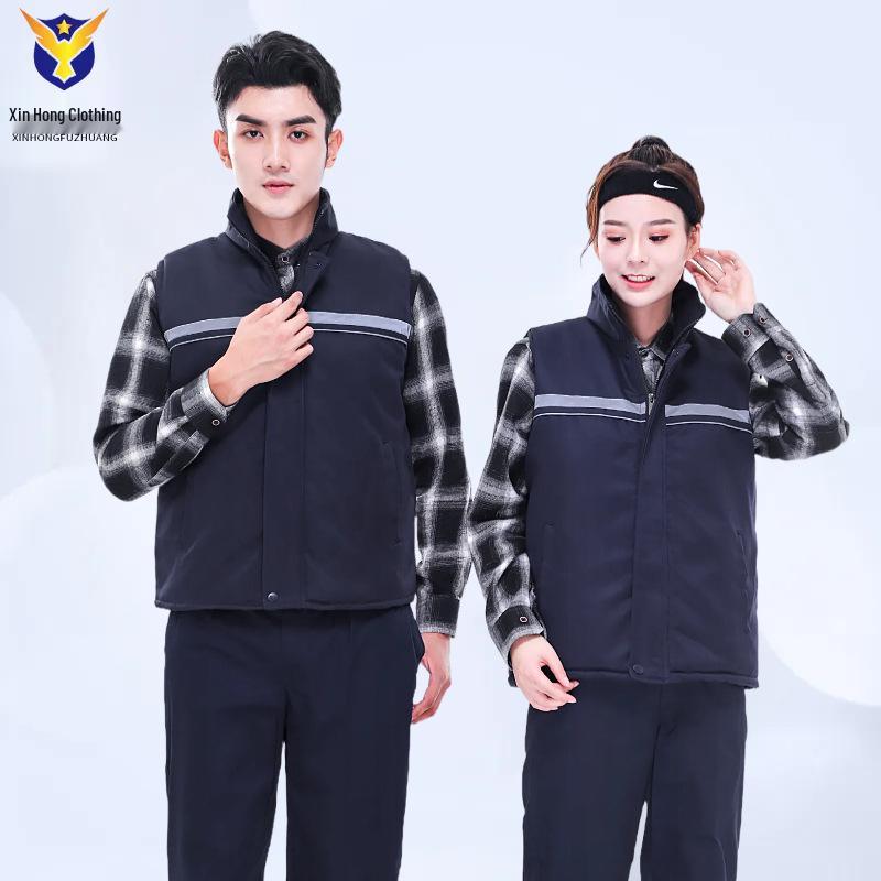 Custom LOGO Reflective Workwear Vest with Thick Padding for Warmth