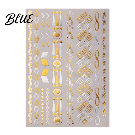 Decorative Body Art Decals Golden Silver-color Metallic Tattoo Sticker for Women Girls Temporary Tattoos Face Arm Decoration Waterproof Fake