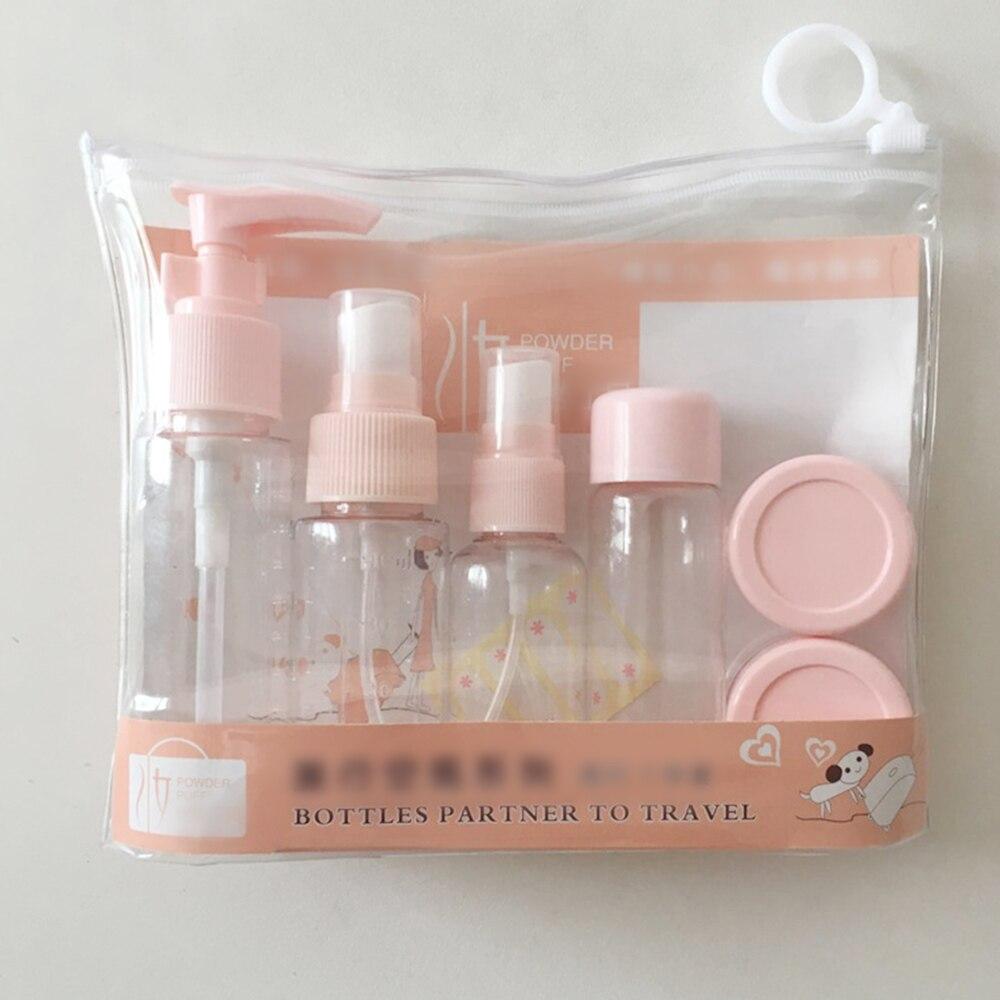 Travel Separate Bottle Set Press Type Spray Bottle Transparent Seven Piece Set Portable Small Sample Bottle Cosmetics Travel Set
