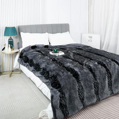 Manta de Cama Dupla King Size Nova de Inverno Pelúcia Espessa de Pele Falsa Manta de Flanela Imitação de Pele de Raposa Quente Macia
