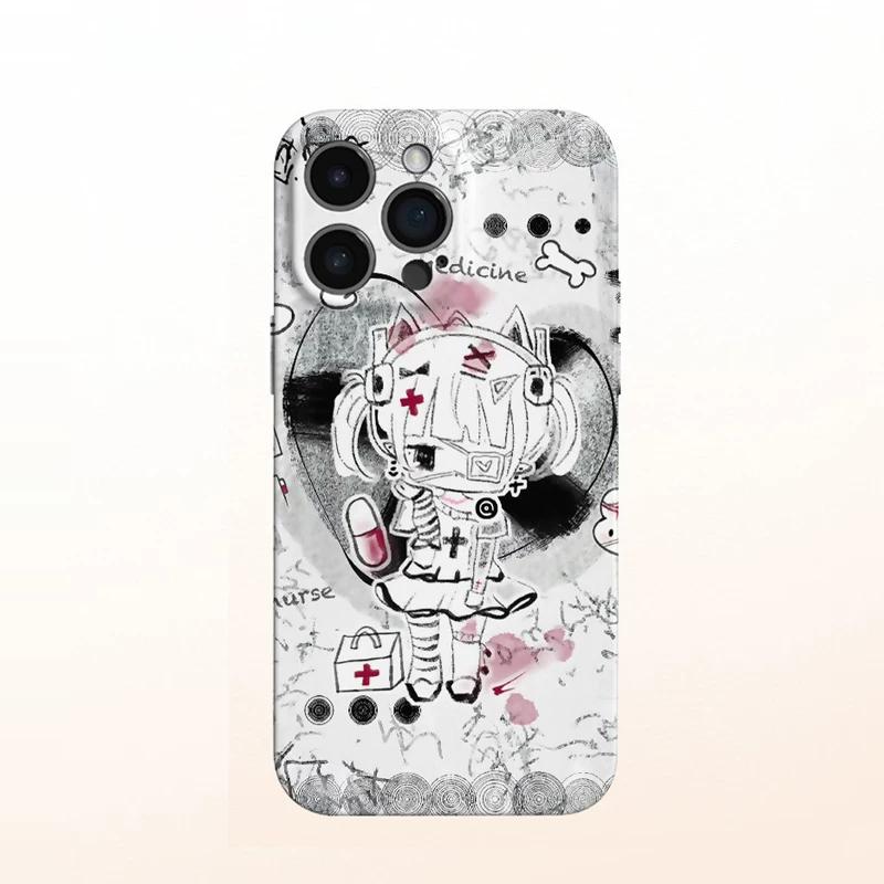 

Y2K Gothic Anime Nurse Phone Case, Creepy Kawaii Harajuku Aesthetic Protective Cover for iPhone iPhone 13 PRO MAX разноцветный