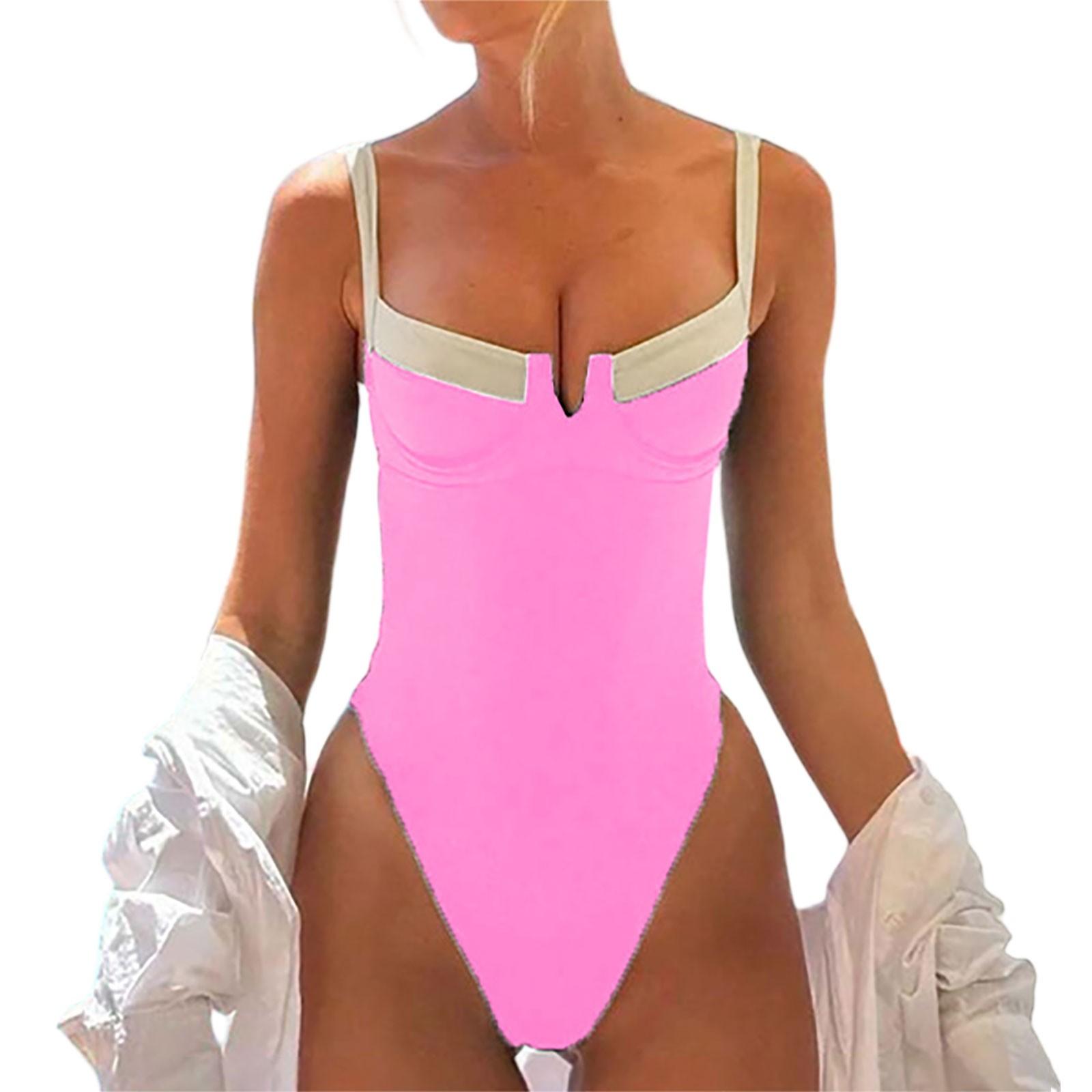 

Женский однотонный купальник Sense Bikini с подкладкой для груди No Steel Bra Swimwear XL розовый