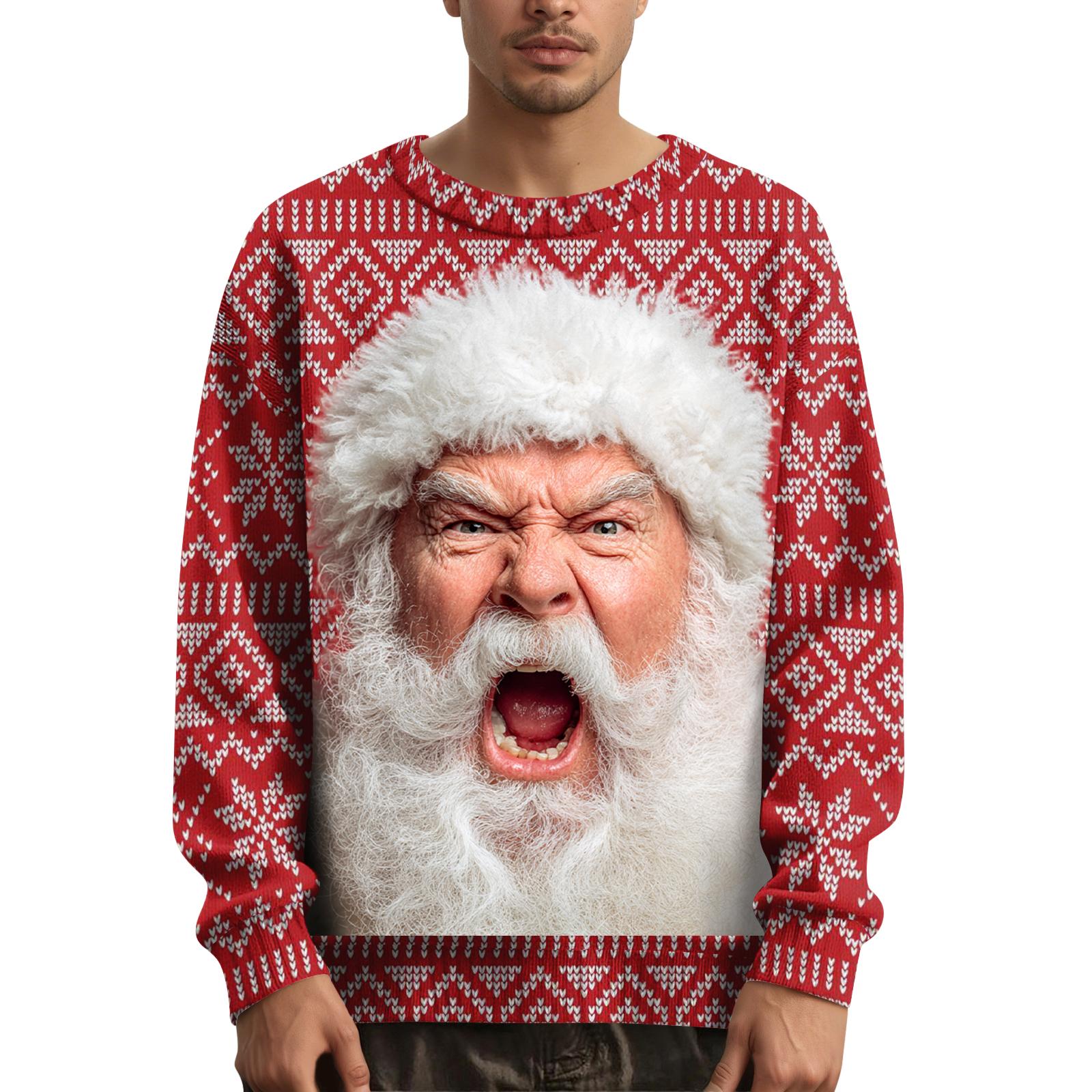 

Мужской рождественский свитер с принтованным воротником S киноварь