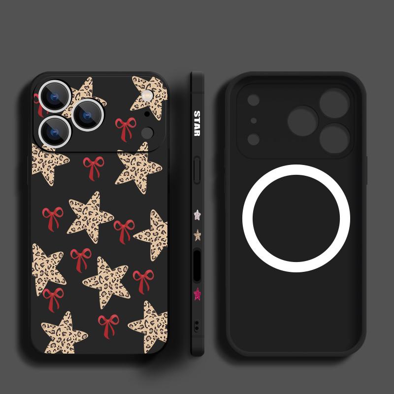 Magnetic For Magsafe Case For iPhone 17 Pro Max Silver Stars Print Soft Silicone Phone Back Cover For iPhone 16 15 14 13 Pro Max 16e 17e