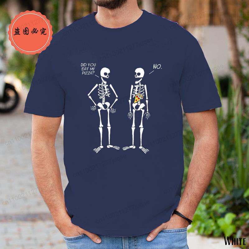 Men's Clothing Did You Eat My Pizza? Cute Funny Skeleton T-Shirt Men Women T-Shirt Fashion Brand Clothing T Shirts Casual Shirt