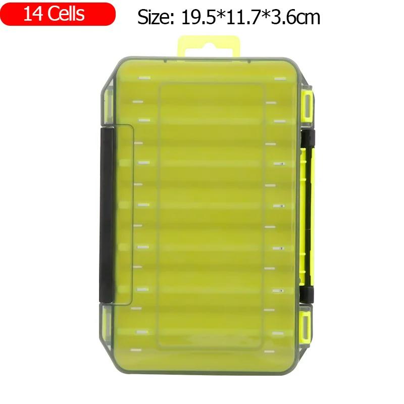 Fishing Tackle Box 12 14 Compartments Fishing Accessories Lure Hook Storage Case Double-Sided PP Fishing Tool Organizer Boxes