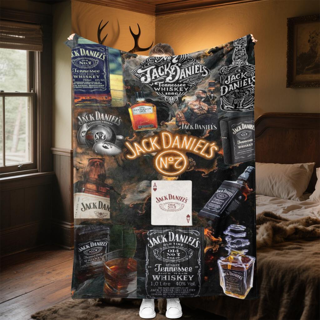 Jack Daniel's Tennessee Whiskey Plush Blanket Soft Comfortable All Seasons blanket Sofa Office Naps blanket Outdoor Travel throw Perfect Gift