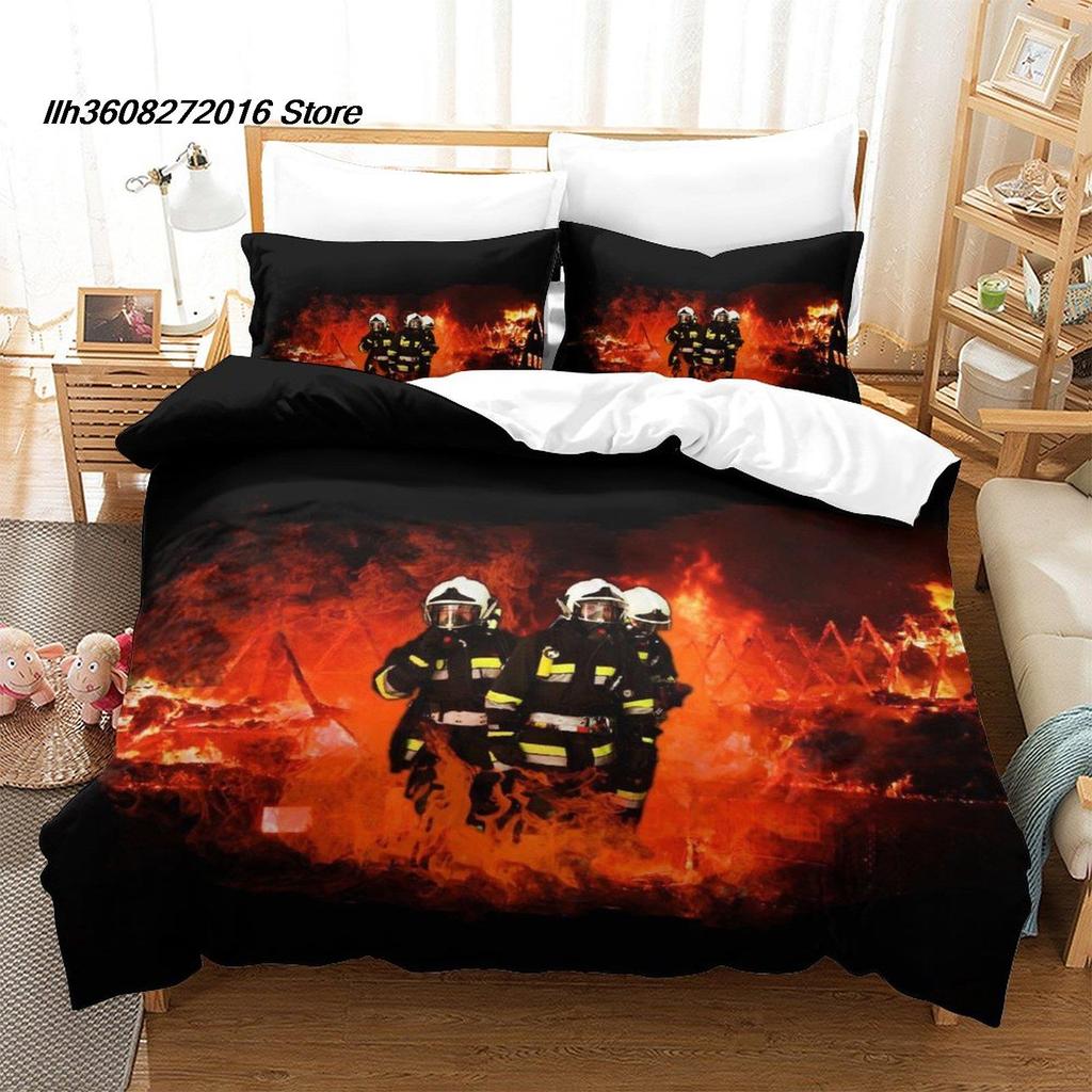 Comforter New Firefighter Rescue Bedding Set Single Twin Full Queen King Size Bed Set Aldult Kid Bedroom Duvet Set 3D Bed
