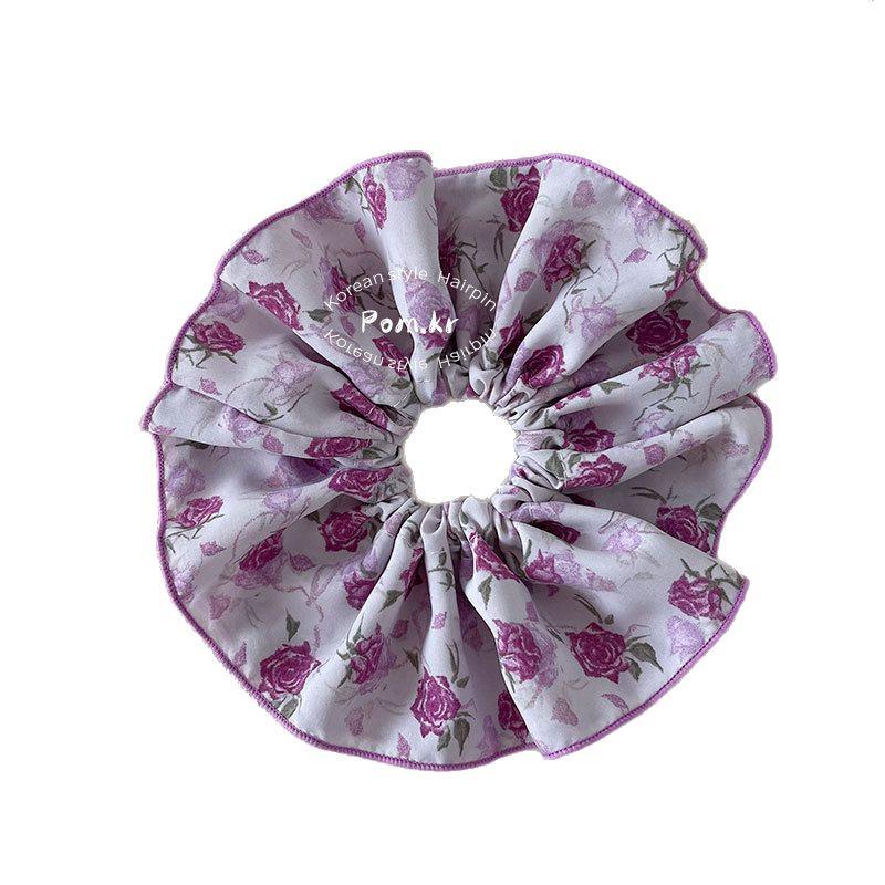 Spring 2025 Korean Floral Scrunchie for Girls - High Elasticity Bun Hair Tie