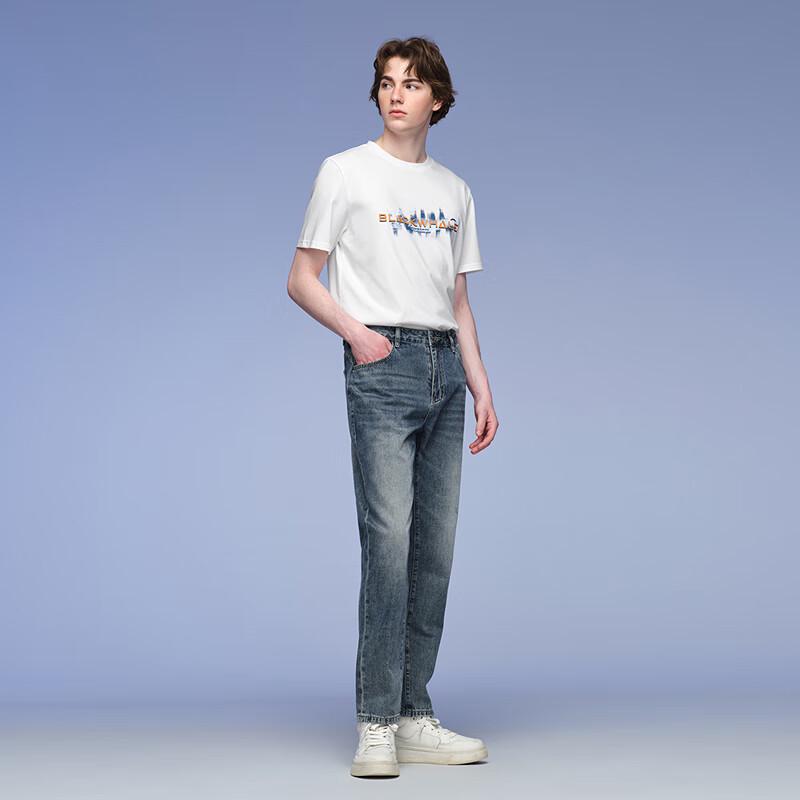 HLA Black Whale Men's Loose Tapered Cropped Jeans